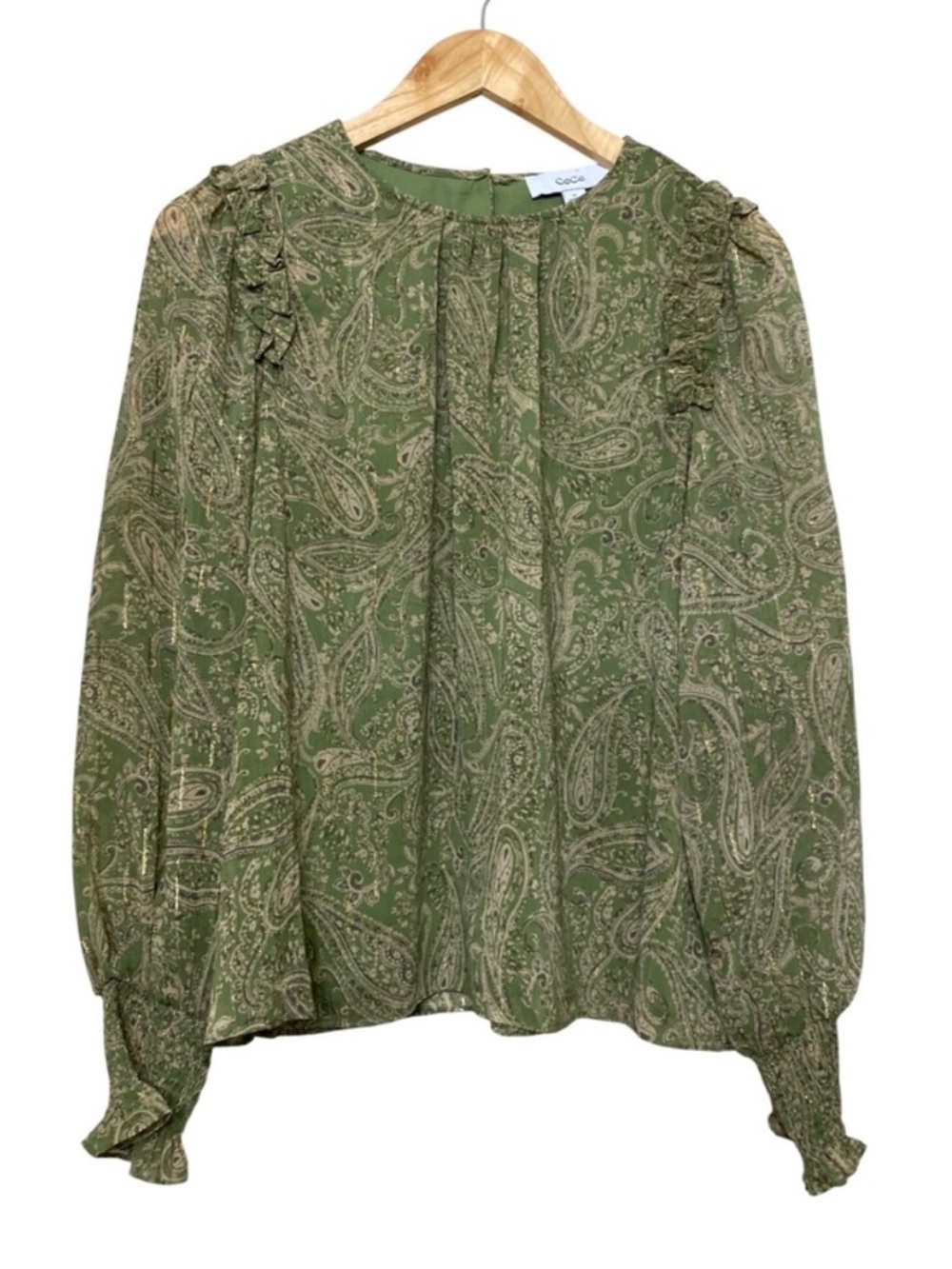 CeCe Green Paisley Long-Sleeve Blouse - Lightweight Women's Top